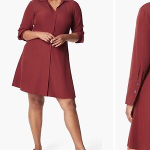 SPANX Carefree Crape Shirt Dress in Moroccan Red